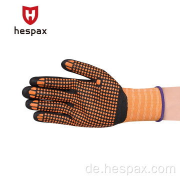 Hespax Orange 15 Gauge Nylon -Mikrofoamnitrilhandschuhe
